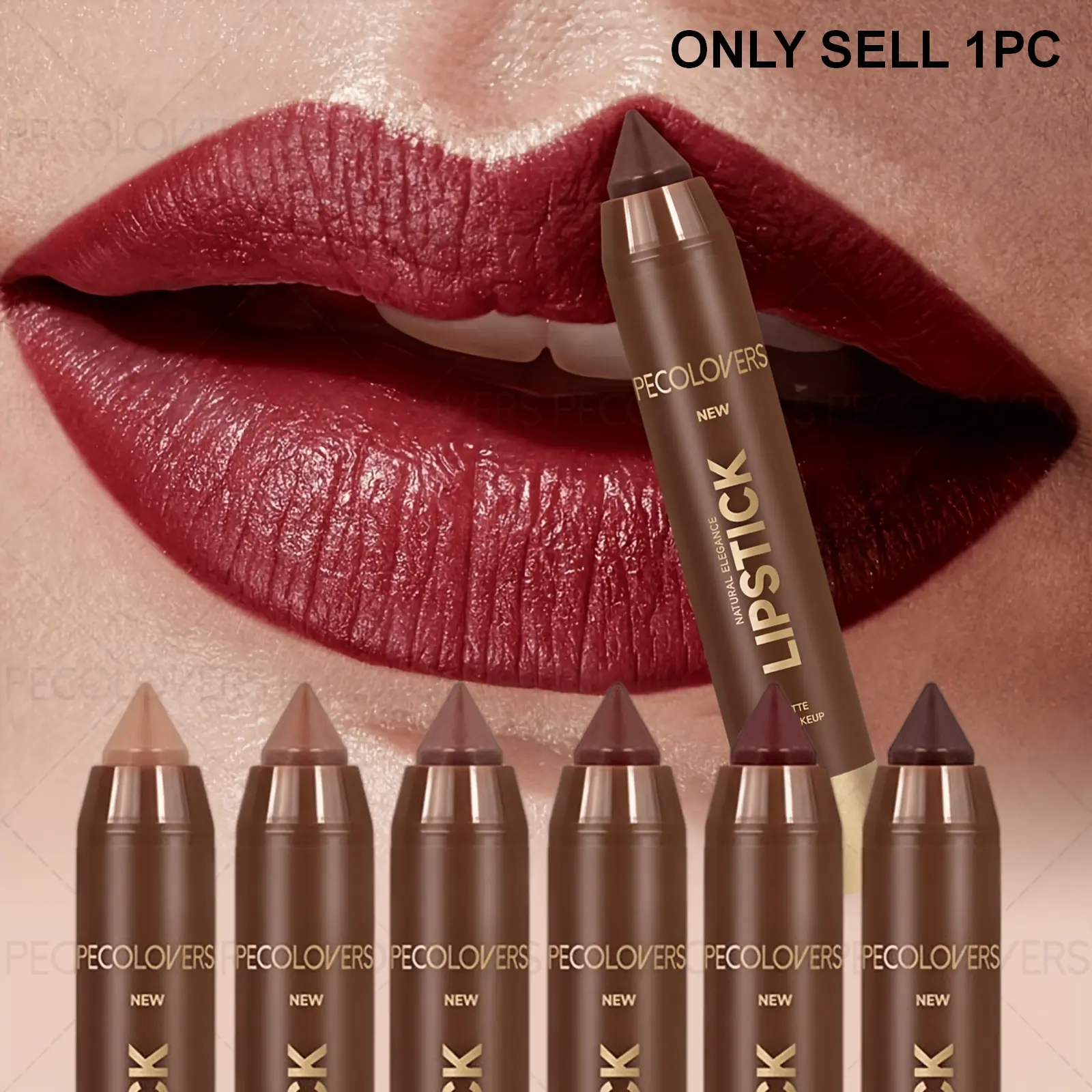 1PC Brown Color, Smooth Texture, Highly Pigmented, Waterproof and Smudge-proof, Long-lasting and Non-stick, Easy-to-color Lip Liner, Long-lasting Moisturizing Lipstick, Creates Three-dimensional and Plump Lips, Suitable for Daily Makeup