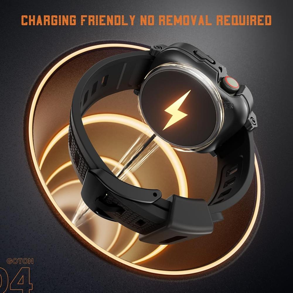 BASIC SUPPLY 3 in 1 Waterproof Case with Band For Apple Watch, Built-in Tempered Glass Screen Protector 44mm, 360 °   Shockproof Bumper Face Cover with Band For Apple Watch SE 3,SE 2,SE, Series 6,5,4, 44mm