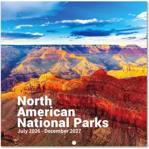 Calendar 2026-2027 - Jul 2026 to Dec 2027 -  Parks Wall Calendar 2026-2027, 18 Monthly Calendar 12" x 24" (Open),  Hook, Blocks and Holidays - Beautiful  Parks