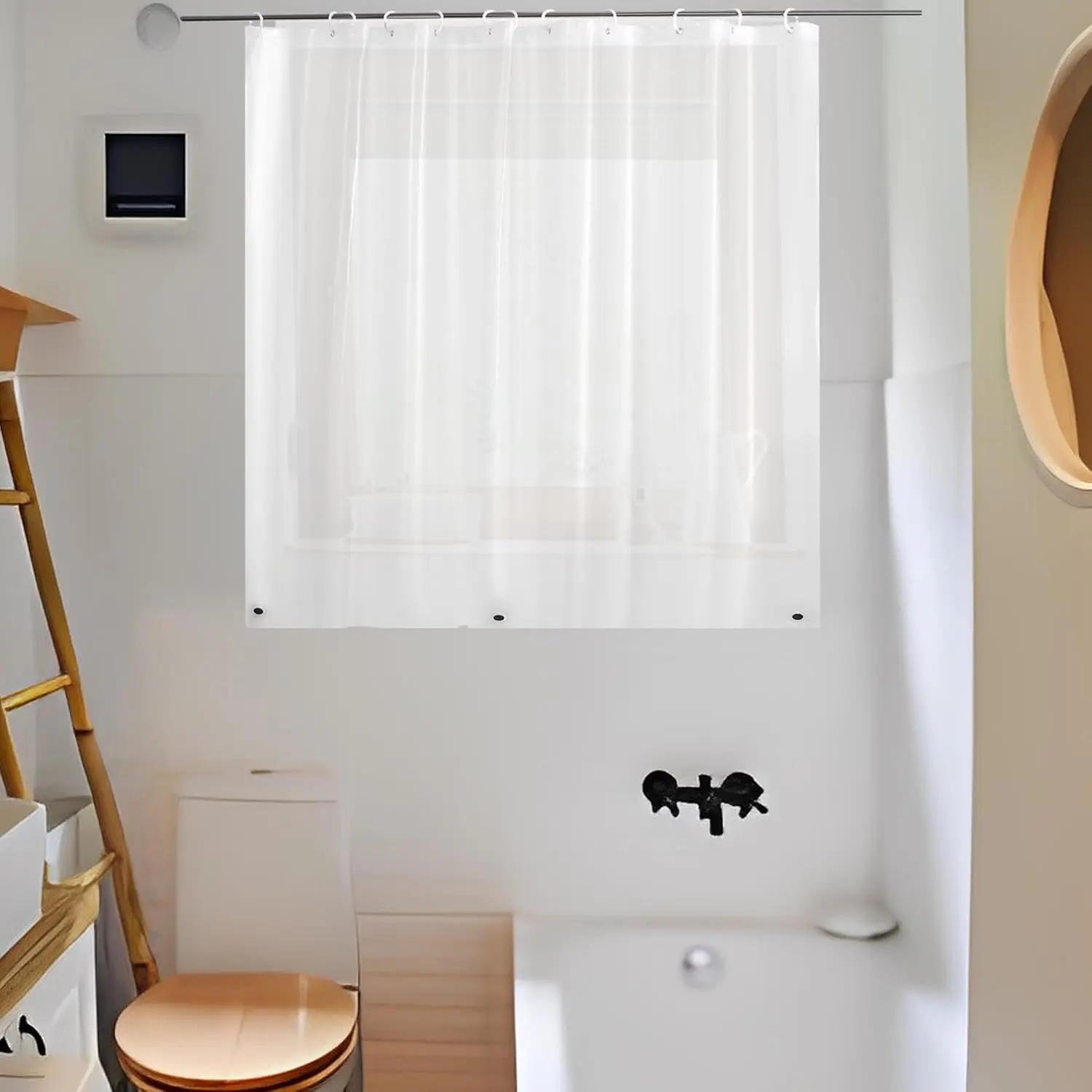 Waterproof Shower Curtain for Window Inside Shower, 40x36 |   Hooks Included, 40W x 36H Inches Short Length Heavy Duty Vinyl Plastic Bathroom Window Curtain, Frosted, 40 x 36