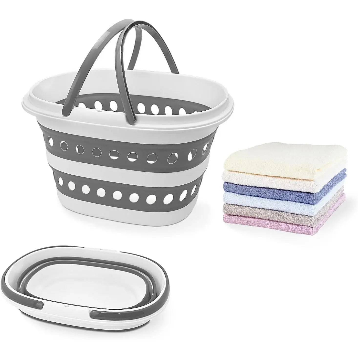 Compact Collapsible Laundry Basket, Small Size Pop-Up Hamper Perfect for Bedroom Side,Bathroom,Travel, Not for Large Families, Foldable with Handle, Measures 16 x 12.5 x 9.5 In, (Gray)Gift.