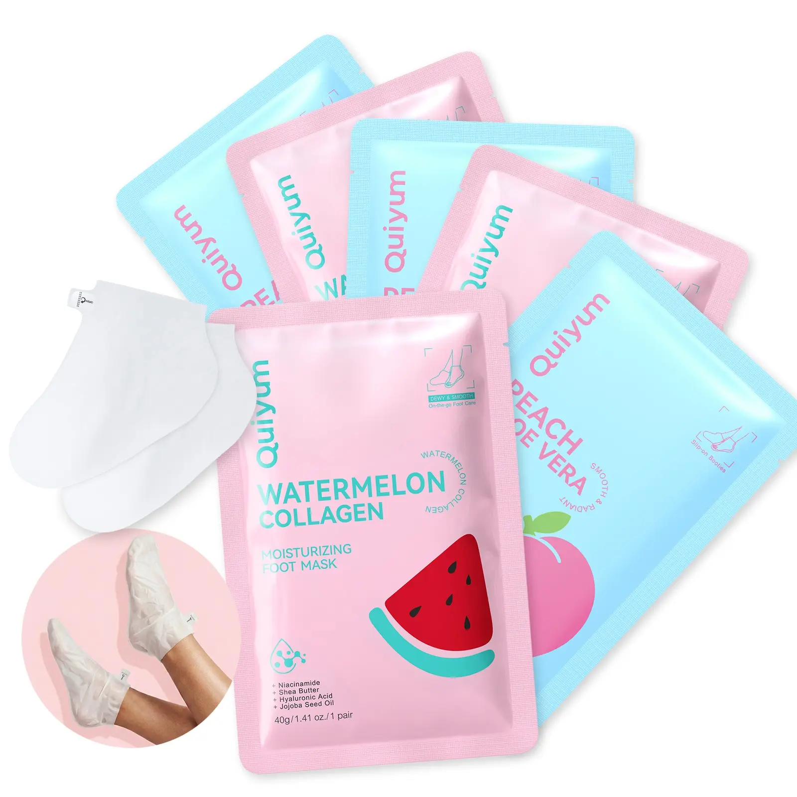 QUIYUM Foot Peel Mask 6 Pack, Exfoliator Peel Off Calluses Dead Skin Removal For Feet Callus Remover, Foot Exfoliating Mask, Baby Soft Smooth Touch Feet-Men Women, Foot Peeling Mask