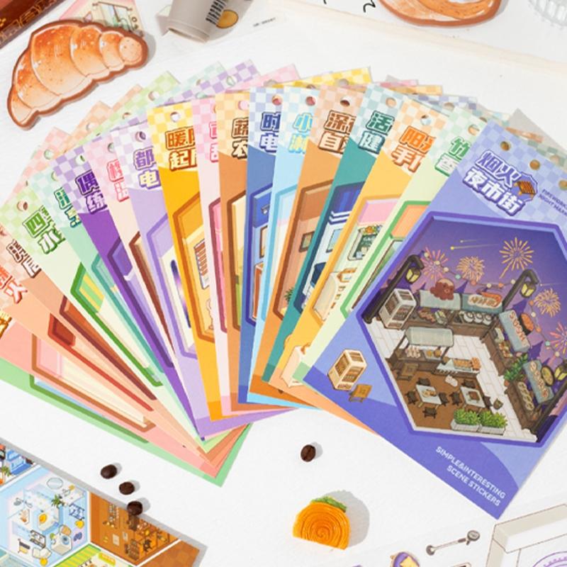 Creative World Building Sticker Book, 40pcs/set DIY Decorative Sticker, Art Stickers, Scrapbooking & Journal Making Material Paper, Gift Wrapping Sticker