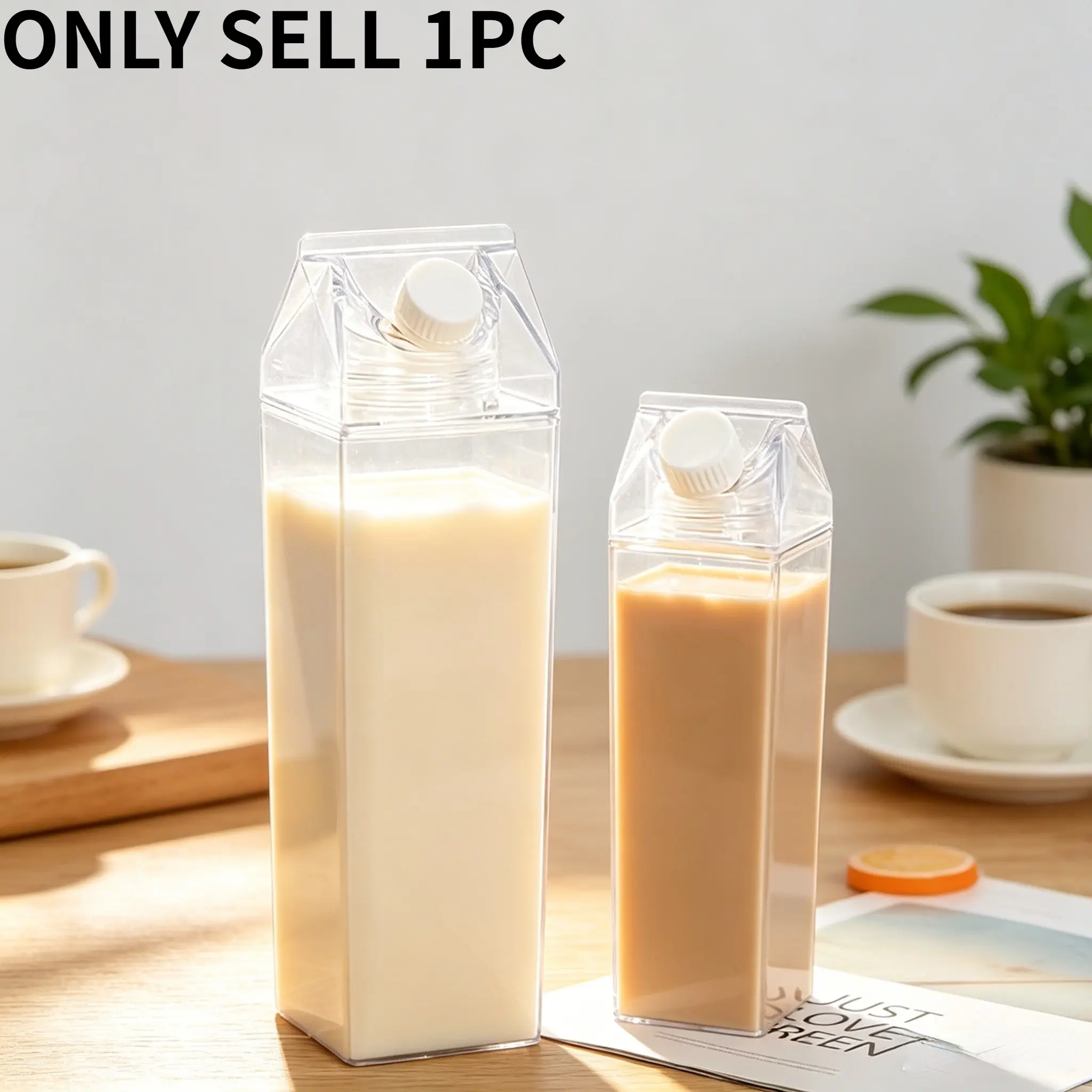 Transparent Plastic Square Milk Box 1000ML/500ML, Leak-Proof Reusable Portable Water Bottle, Ideal for Home, Outdoor, Office, School, Kitchen, Camping