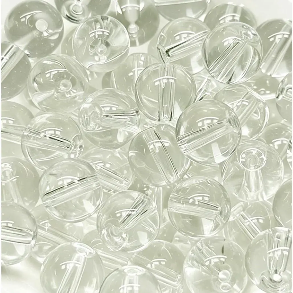 100 count Glass Beads 10mm Glass Beads for Barcelet and  Making DIY Crafts (Transparent)