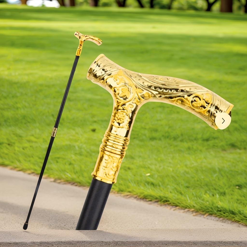 [Golden Handle, Folding Cane] Lightweight And Sturdy Golden Handle Unisex Folding Cane | Elegant Alloy Wand Leisure And Collection Classic Cane