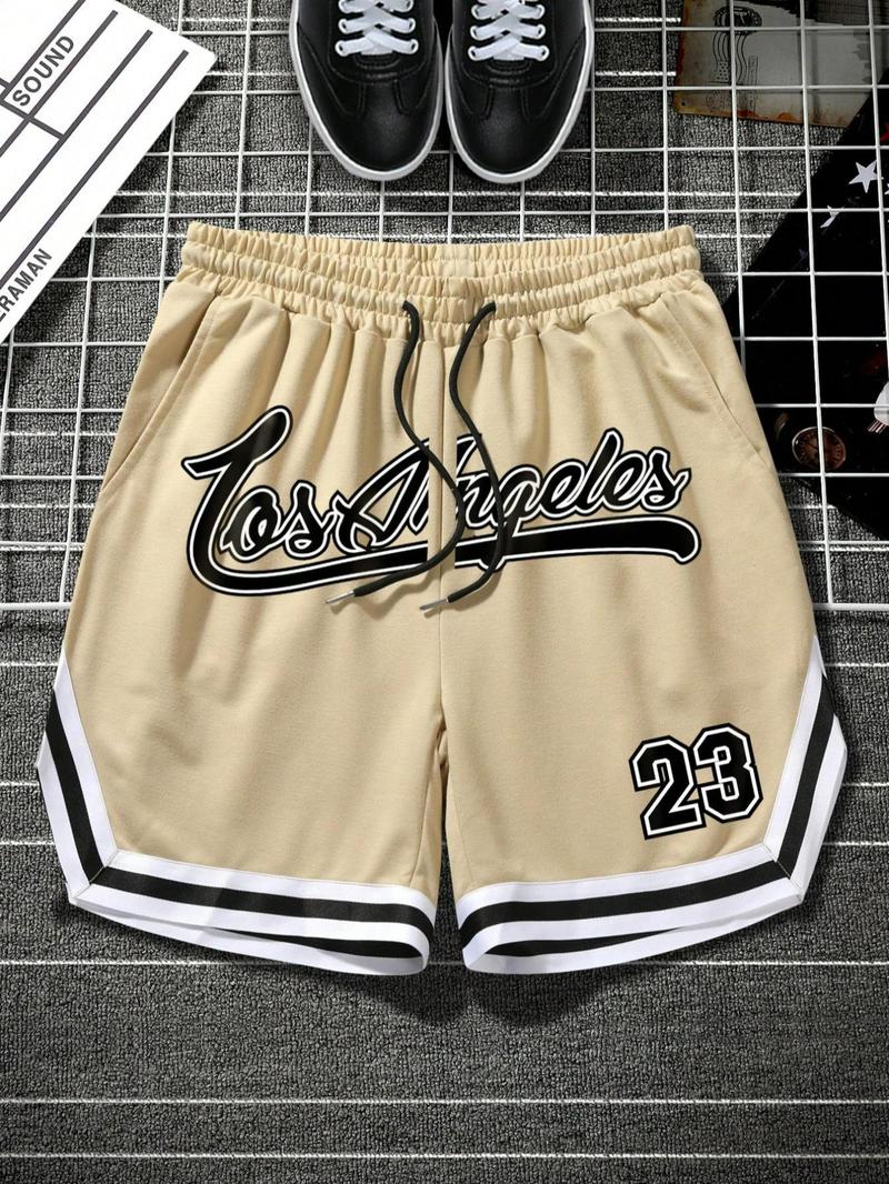 Men's Regular Fit Cartoon Print Basketball Jersey Shorts, Casual Comfy Breathable Shorts for Summer, Men's Bottoms for Daily Wear