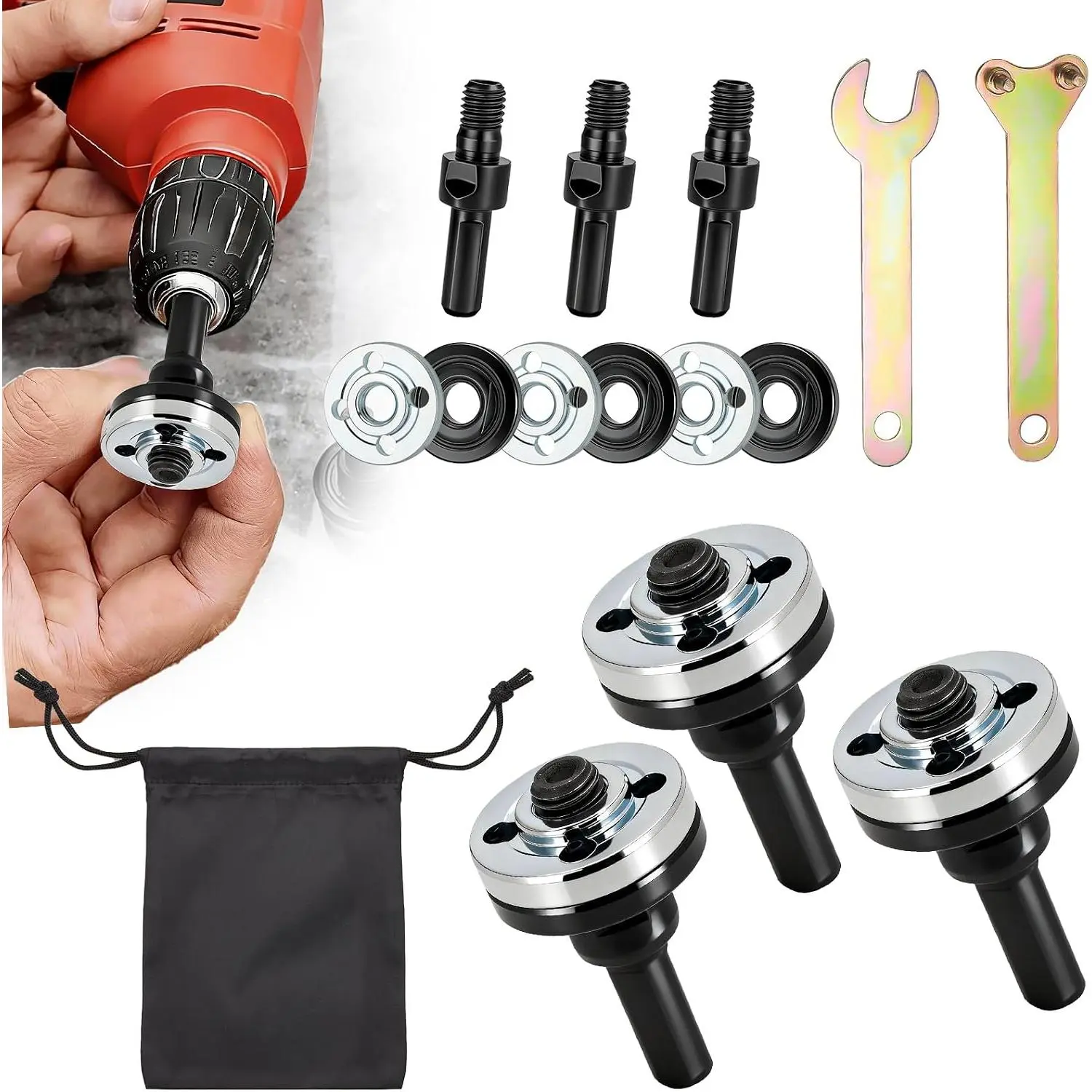 11PCS Angle Grinder Adapter for Drill and Connector Set, with Professional Connecting Rod for Ultimate Angle Grinder Conversion Kit, for Metal Cutting & Deburring