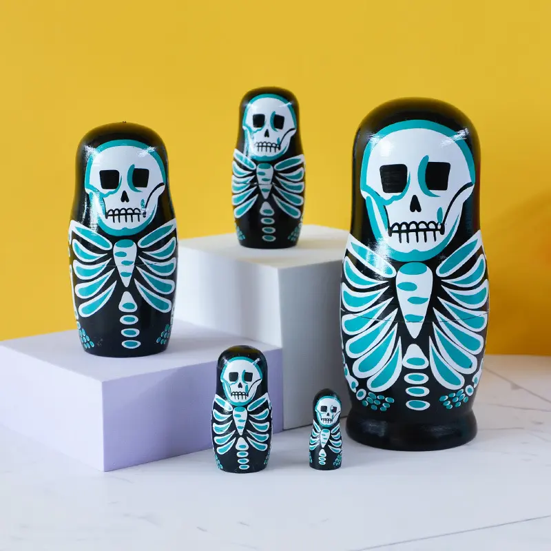 Creative And Whimsical Skull Series Painted Wooden Crafts, Novel Easter Creative Gifts, Russian Doll| Children's Day Gift Toys