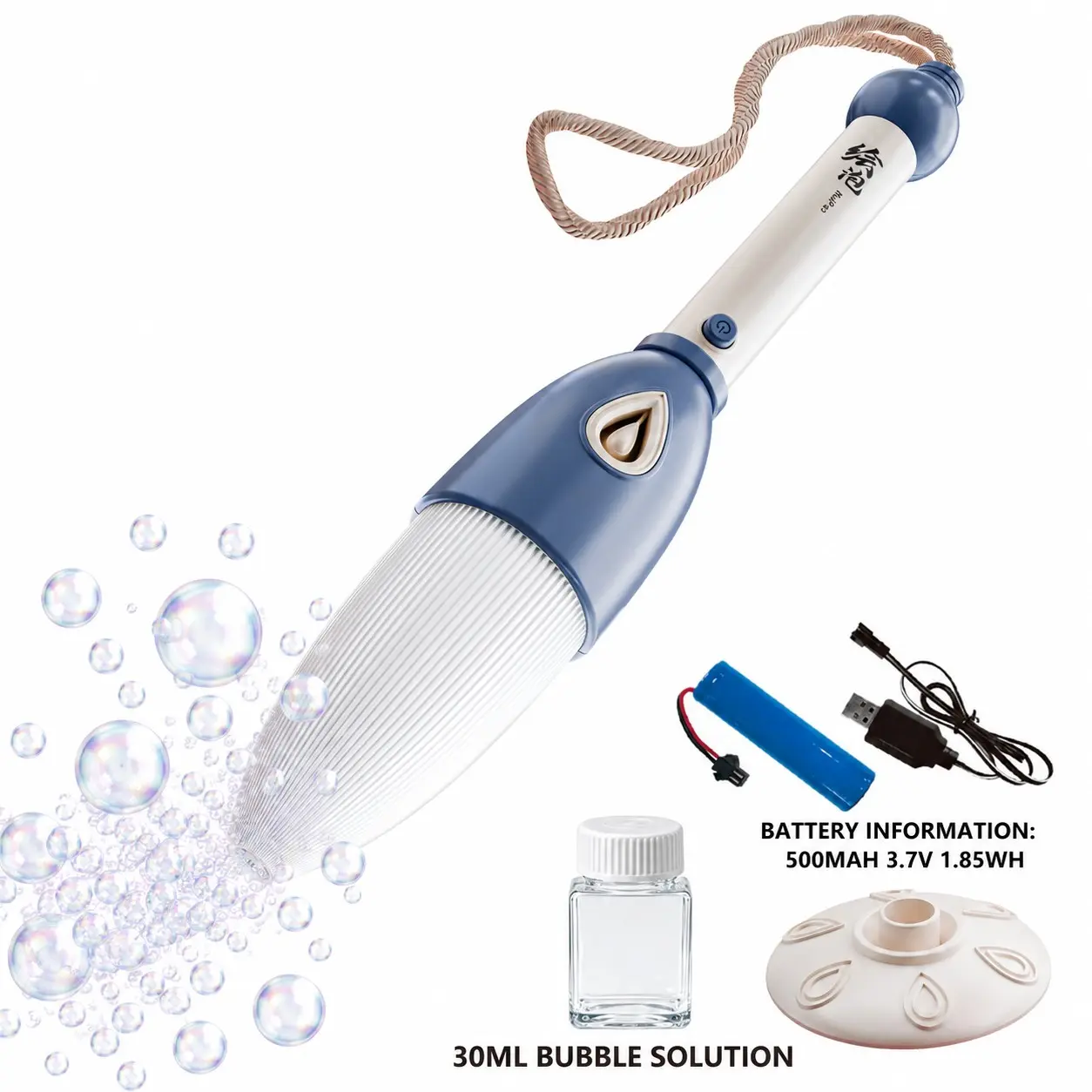 Automatic Bubble Pen Machine, USB Rechargeable Bubble Maker for Kids, Portable Bubble Wand Toy, Birthday Party Wedding Favor, Easter Basket Gift