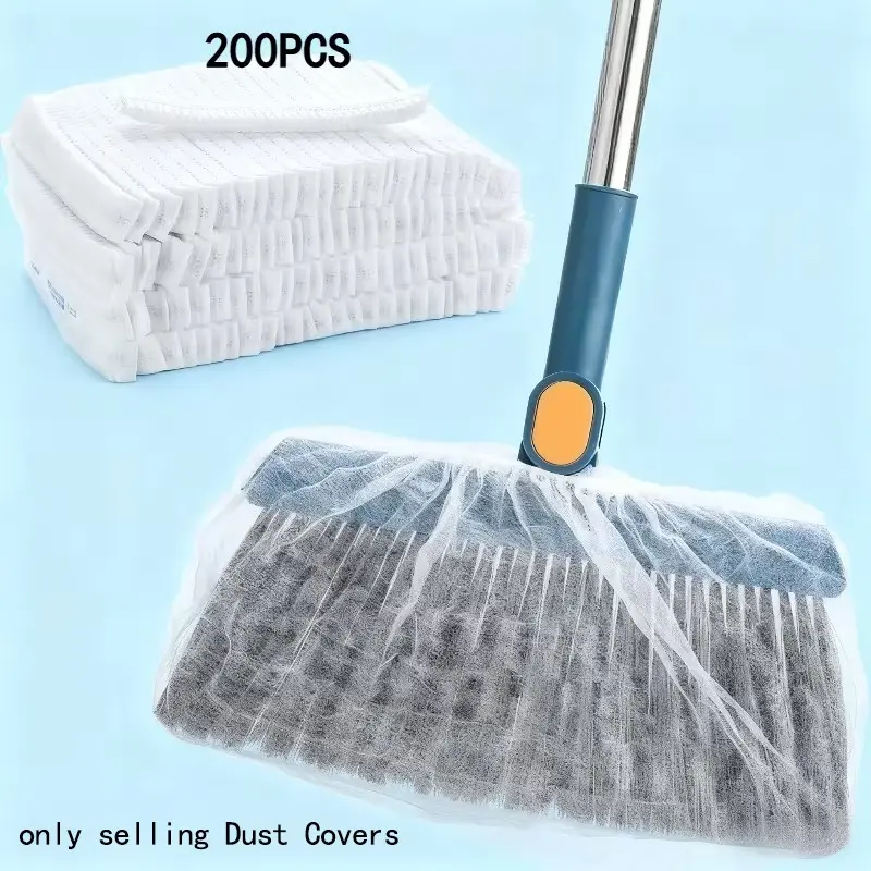 200pcs Disposable Broom Dust Covers, Polyester Static Dust-Catching Cloths, Powerful Dust & Hair Capture, Holiday Cleaning Kit