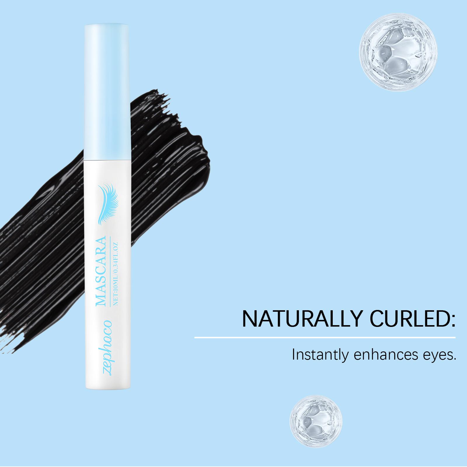 zephoco Women's Curling Mascara Naturally shapes and curls lashes, has a light and smooth texture, is resistant to smudging and easy to remove