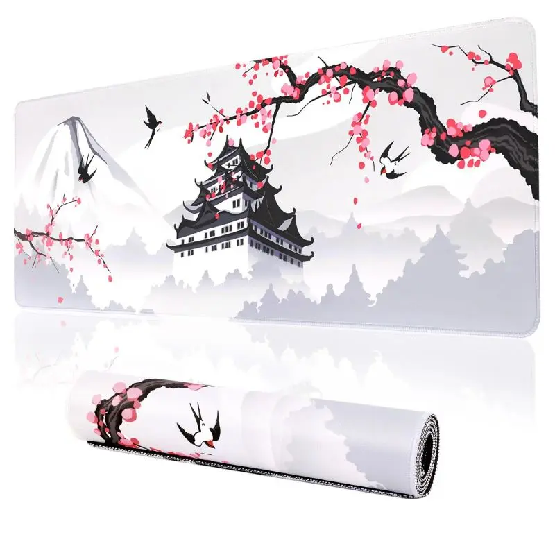 Cherry Blossom Pattern Extended Mousepad - 1 Count Rectangle Non-Slip Gaming Mousepad, Keyboard Pad for Home Office & Game Desk, Office Desk Accessory for Back to School