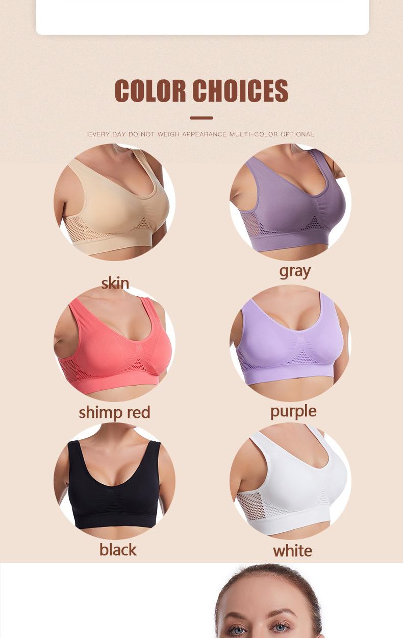 Hollow mesh sports bra women's shockproof vest running yoga fitness bra beautiful back gathering plus size amazon