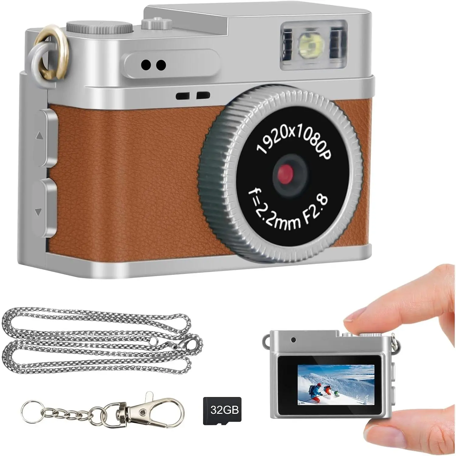 Digital Camera for Students: 1080P FHD Recording with 0.96" IPS Screen, AVI Format-Ideal for Travel/Study/Concerts - Suitable for Photography Enthusiasts(Brown)