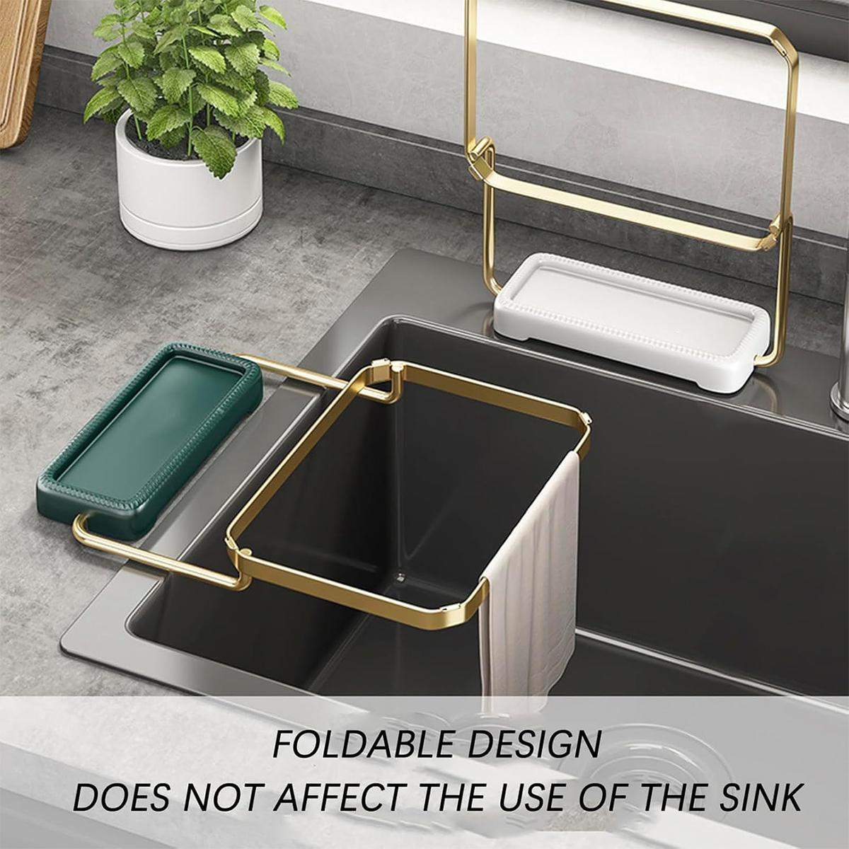 Foldable Kitchen Sink Filter Basket, 100 Disposable Mesh Bags, Rotatable Food Waste Disposal Gadget (White)