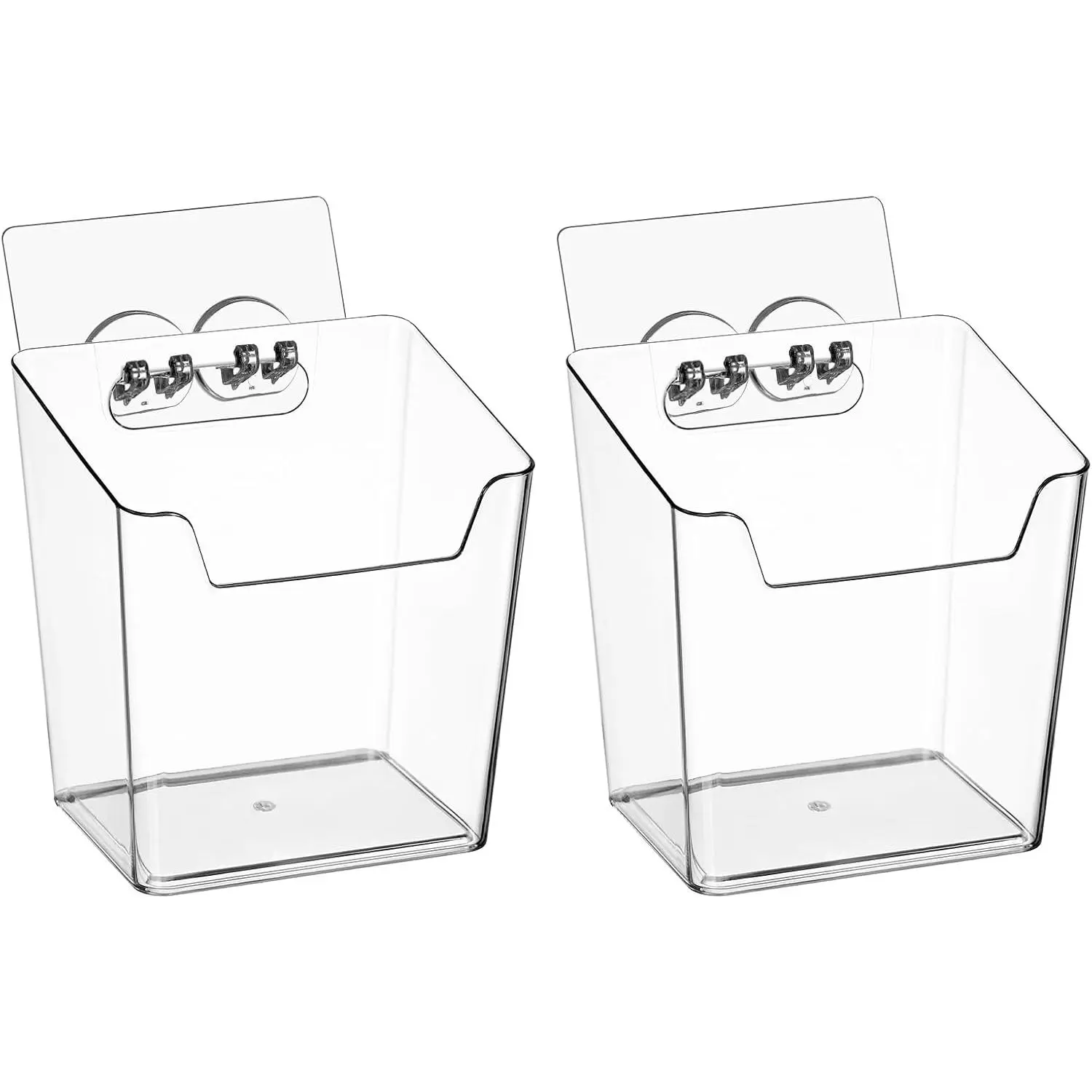 2-Pack Kitchen Cabinet Door Organizer Adhesive,  Storage Bins, Stick  Wall Storage Container, Bathroom Floating Bins Wall Mounted Organizer Under Sink  for Pantry Storage, Office, Dorm