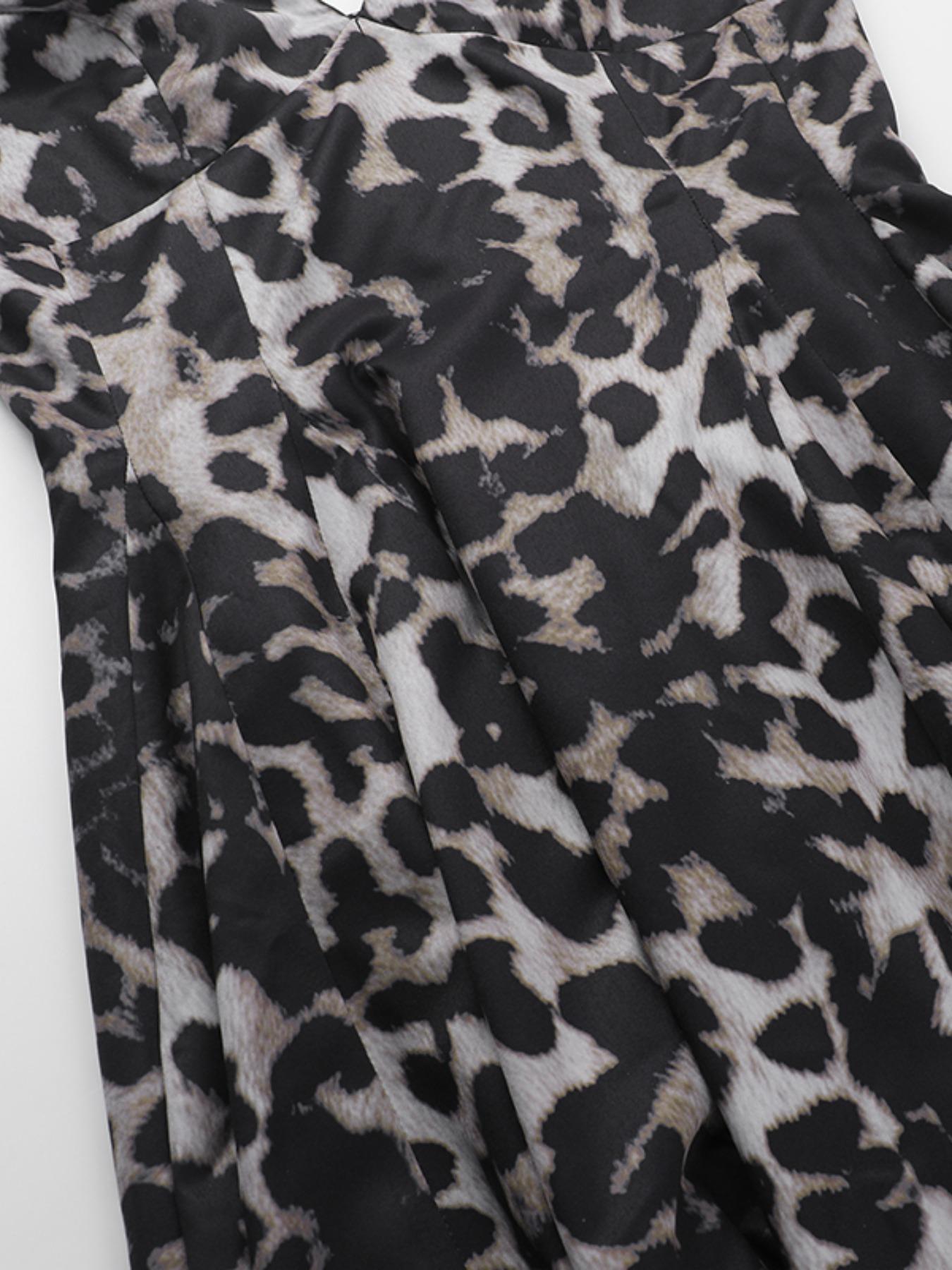 Women's Elegant Sexy Casual Chic Sleeveless Leopard Print Backless Maxi Dress, Sleeveless Slim-Fitting Fashion, Spring & Fall Wear