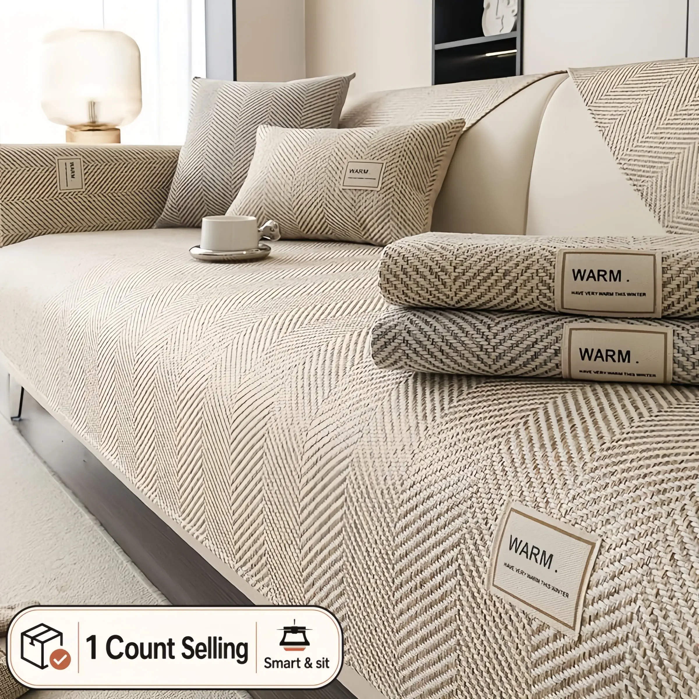 Boho-Chic Couch Cover - Non-Slip, Pet-Friendly, Washable, Easy Care & Universal for Armchairs, Loveseats & 3/4-Seater Sofas - Stylish Home Decor