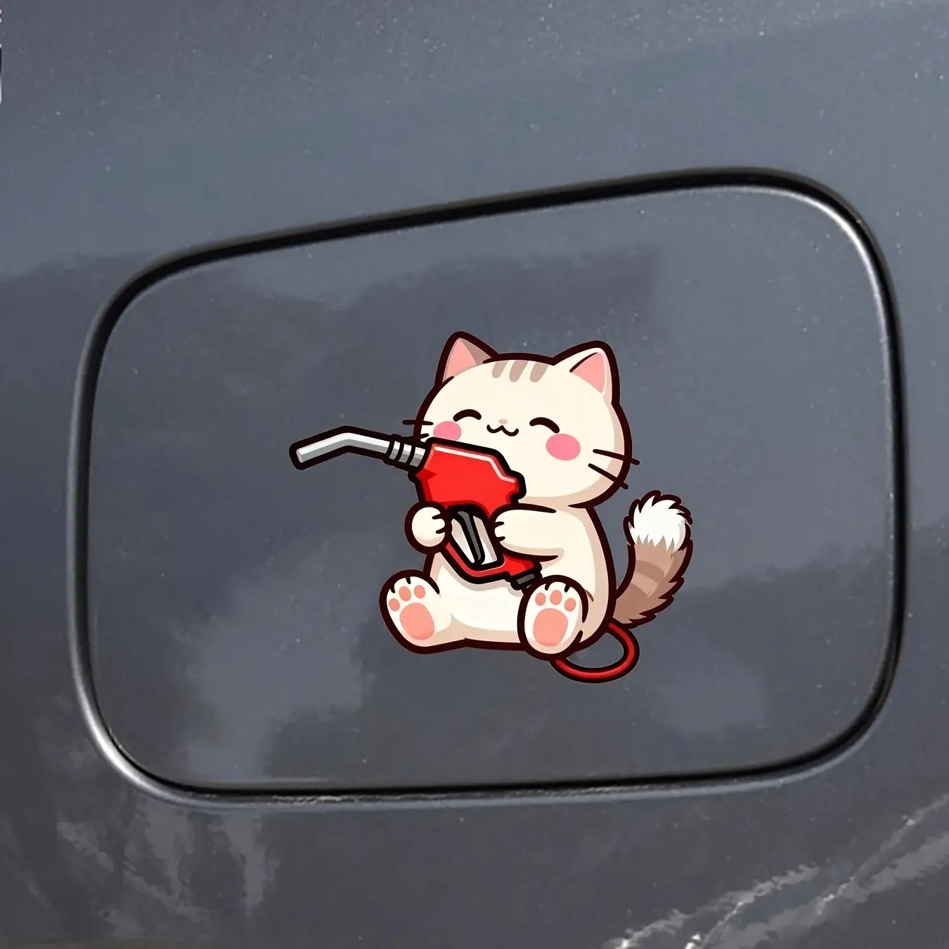 Cartoon Cat Fuel Pump Sticker, Waterproof Car Fuel Cap Decal, Easy Install, Durable, Weatherproof, Fun Design, Perfect for Cars and Motorcycles, Funny Car Stickers