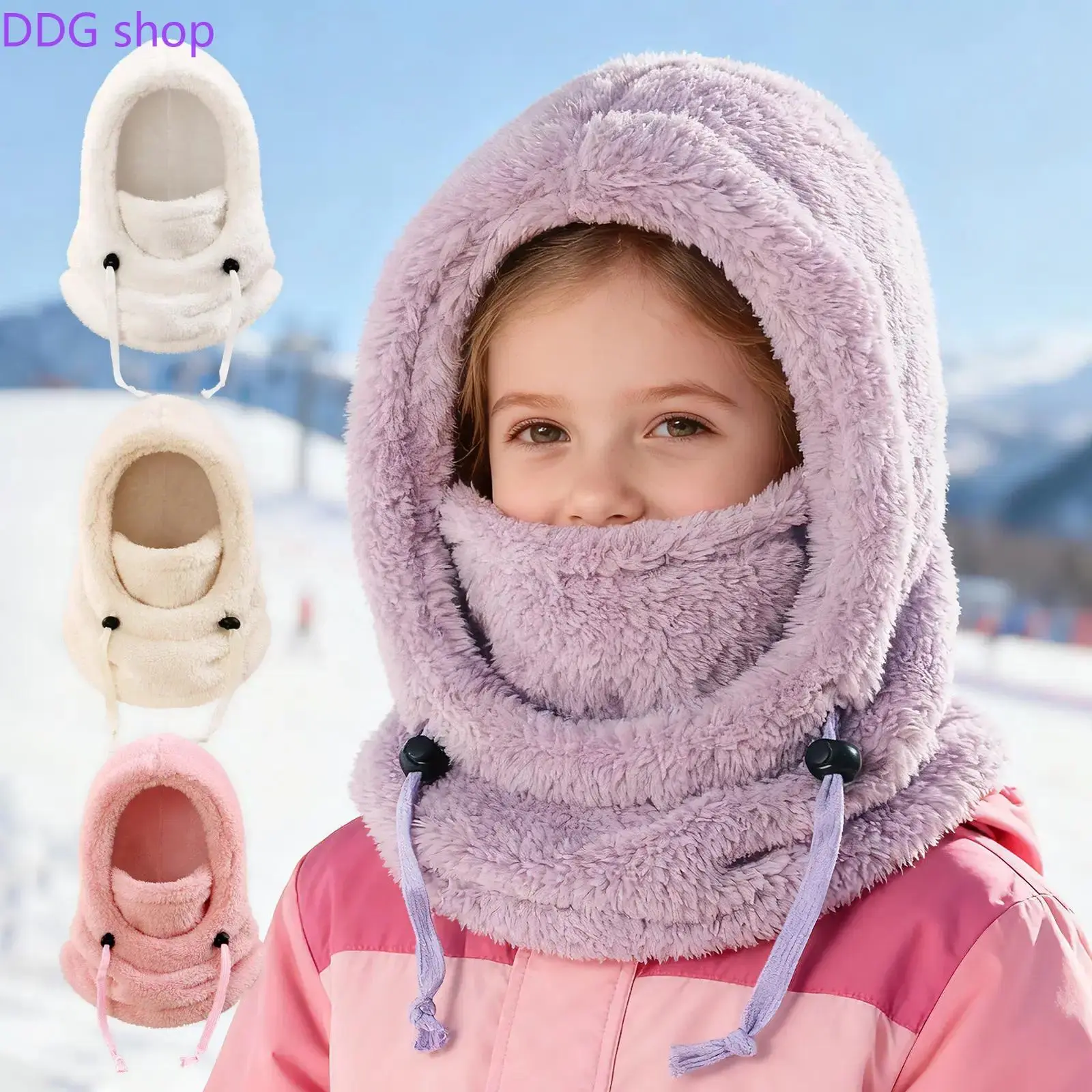 Winter Warm Headgear and Neck Warmer – Windproof and warm full-face mask with a detachable collar, made of soft fleece, ideal for skiing, snow play, winter outdoor sports and everyday wear.