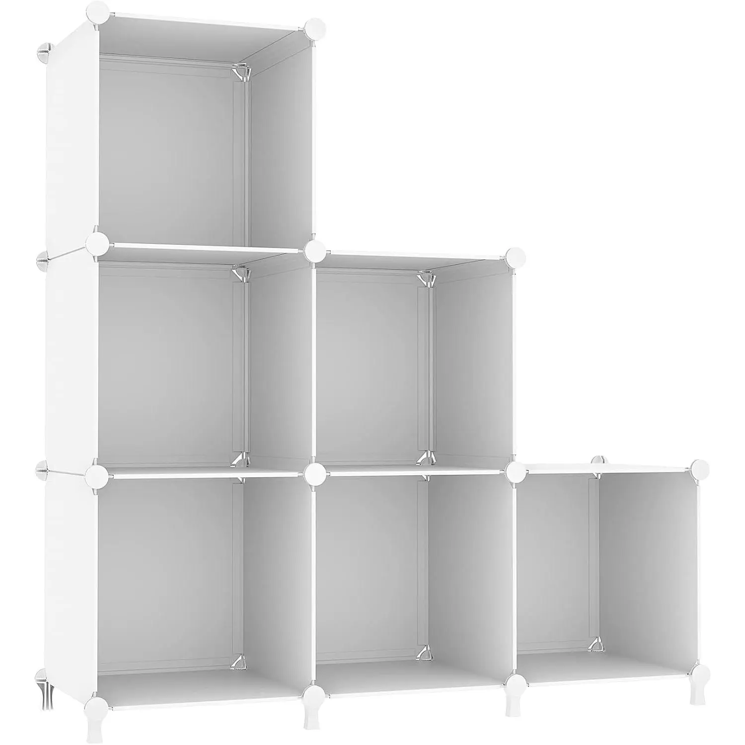 Cube Storage Organizer, Storage Cubes Shelves Bookshelf, 6 Cube Closet Organizers and Storage, DIY Stackable Plastic Clothes Organizer Shelving for Bedroom, , White