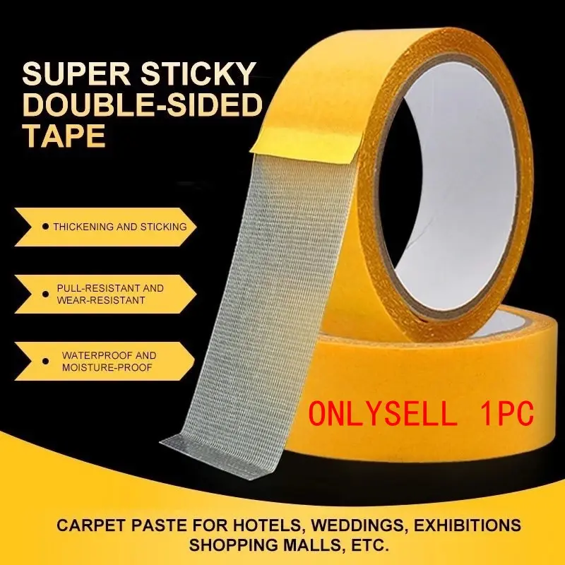 Super Durable Double Sided Tape - Waterproof transparent strong adhesive tape with Super Strong Adhesion and fiberglass mesh, suitable for walls and glass, ideal for fabrics, wood, metal, etc