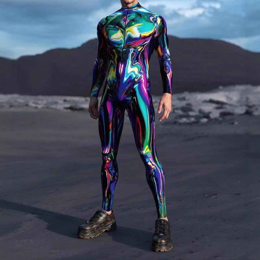 Halloween Party Performance Costumes 3D Printed Tights Jumpsuit for Men Anime Cosplay Clothing Party Carnival Festival Outfit