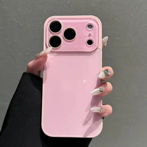 Cristnu Candy Macaron Series Protective Cellphone Shell - 1-Piece Skin-Feel Hybrid Shell for iPhone 17/16/15/14/13 Pro Max Sizes - Soft TPU Bumper + Hard PC Back - Full Lens Cov. - Pink & White Silky Minimalist Smartphone Accessory