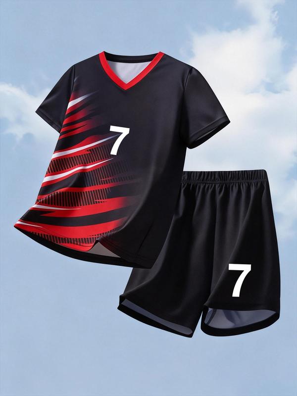 Children's football jersey and shorts set, Sports clothing set - Lightweight and breathable sportswear, with team number 7 and name RONALDO, machine washable, suitable for boys, ideal for football practice and outdoor activities