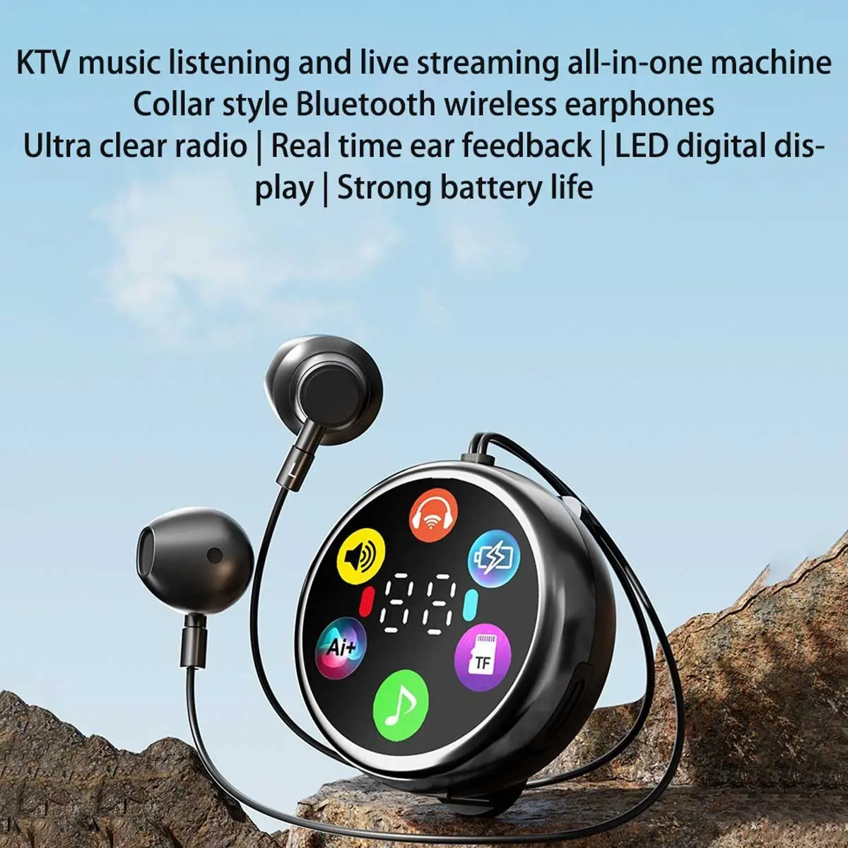 New Wireless Earphones Clip-On Bluetooth-compatible Earbuds, Portable K-Song Ear Return, TF Card Slot, Mp3 High-Quality Sound, Noise Reduction, Music Lovers