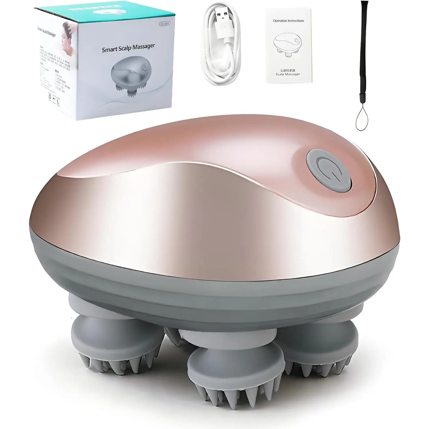 Scalp Massager Electric, Portable Head Massager with 96 Massage Nodes,3 Speed Modes, Rechargeable, Waterproof, Body Massage, Stress Relax, Gifts for Mom Dad Women, Men, Pets