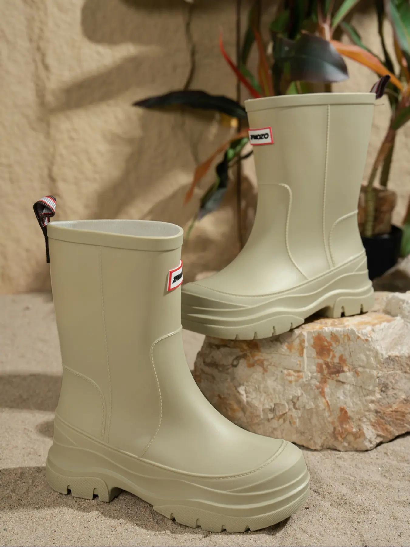 Women's Mid-Calf Rain Boots, Waterproof Eva Material, Non-Slip Rubber Sole, Casual Round Toe, All-Season Outdoor Shoes