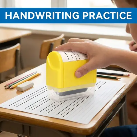 Double Line Stamp Practice Roll Ink Roller, Automatic Ink Refill, Teacher Stamps for Kids Handwriting, Math Equations, Writing Chinese Characters, Office Supplies