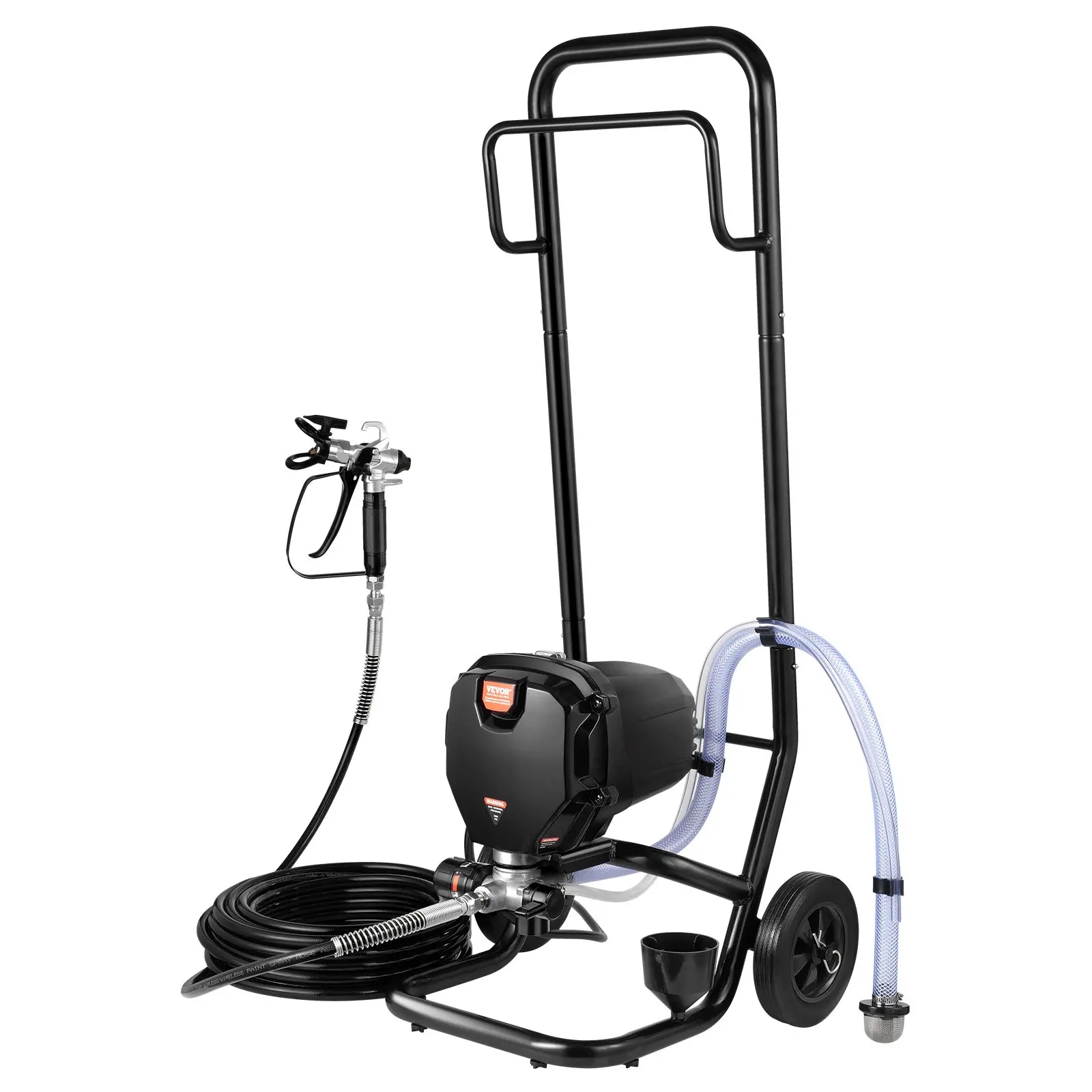 VEVOR 750W Stand Airless Paint Sprayer, 3000PSI High Efficiency Electric Airless Sprayer With Cart, Paint Sprayers for Home Interior and Exterior Furniture and Fences, Fine And Even Painting Effect