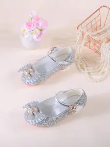 Girl's Elegant Rhinestone Decorated Shoes, Cute Comfortable Princess Shoes for Party, Dance, Daily Wear, Kids Shoes for All Seasons