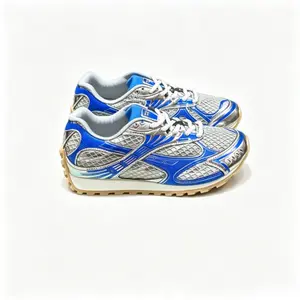 2026 New Unisex Retro Metallic Blue & Silver Mesh Running Sneakers | Streetwear Dad Shoes