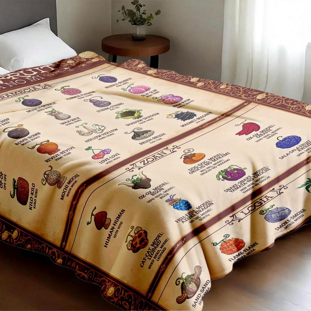 Devil Fruit Theme Flannel Blanket, Large Size, Soft Lightweight Warm, Perfect for Bed Sofa Office Camping Travel, Cozy Throw Blanket, Decorative Giftable Blankets