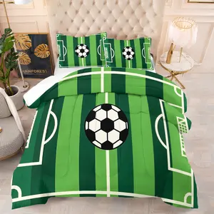 Football Field Pattern Comforter Set, Soft And Comfortable Bedding Set, Including 1 Comforter And 1 Or 2 Pillowcases Without Pillow Core, Suitable For Bedroom, Dormitory, Guest Room Decoration Supplies For Teenagers And Adults