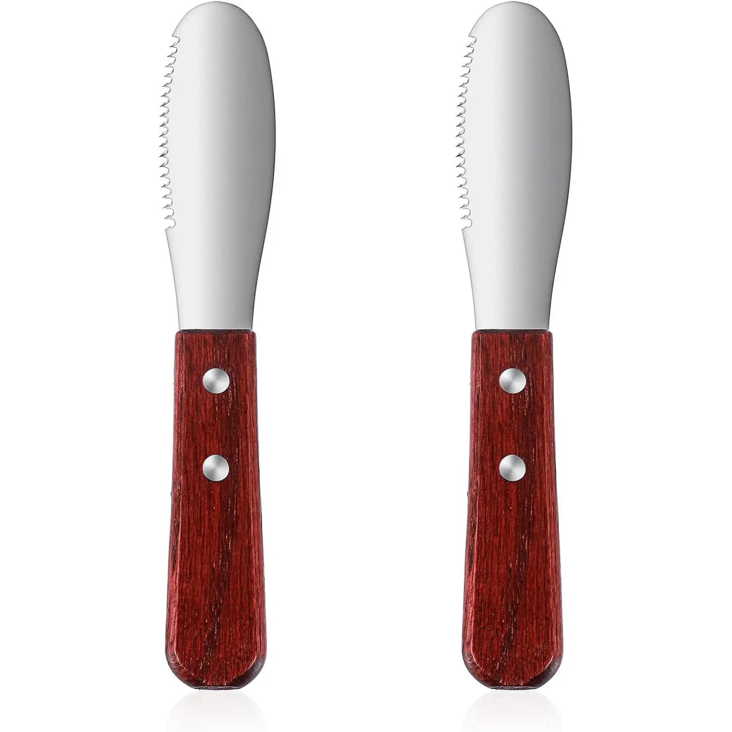 Ouligay 2 Pcs Butter Knife Spreader, Cheese Spreader Knife, Stainless Steel Straight Edge Wide Butter Spreaders with Wood Handle for Sandwich Cream Condiment Knives Set Kitchen Tools, Cooking Utensil