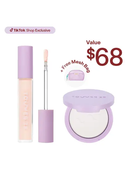 Tower 28 Swipe and Set Bundle - Swipe Serum Concealer & GetSet Pressed Powder - Hydrating & Concealing Makeup Set