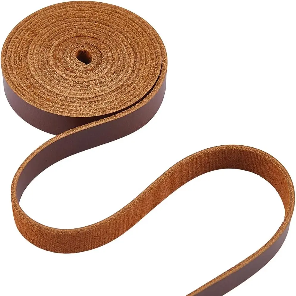 72x1/2 Inch Cowhide Leather Strap Cord 1.8mm Thick  Strings Coconut Brown Glossy Full Grain Oil Flat AB Grade Cow Leather Strips for Tooling DIY Craft Sewing Patchwork