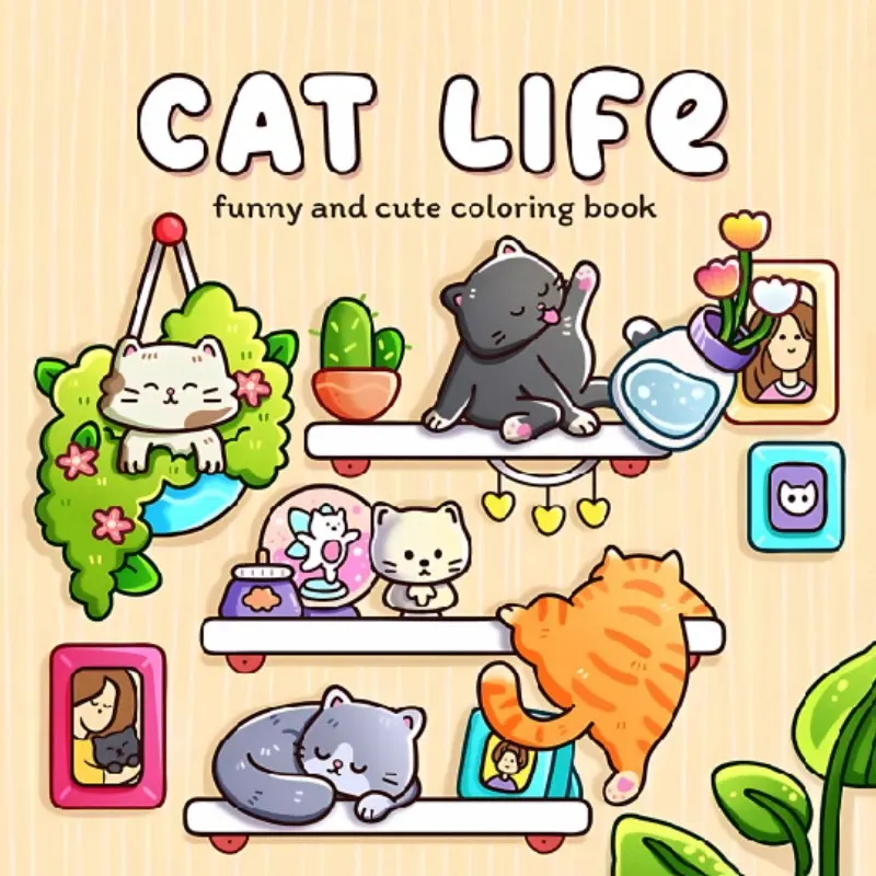 Cat Life Therapy Coloring Book, Fun, Adult Relaxation Toy, Children's Educational Coloring Book, Stationery & School Supplies, Suitable for Valentine's Day, Birthday, Christmas, and Other Holiday Parties, Excellent for Relaxation & Leisure