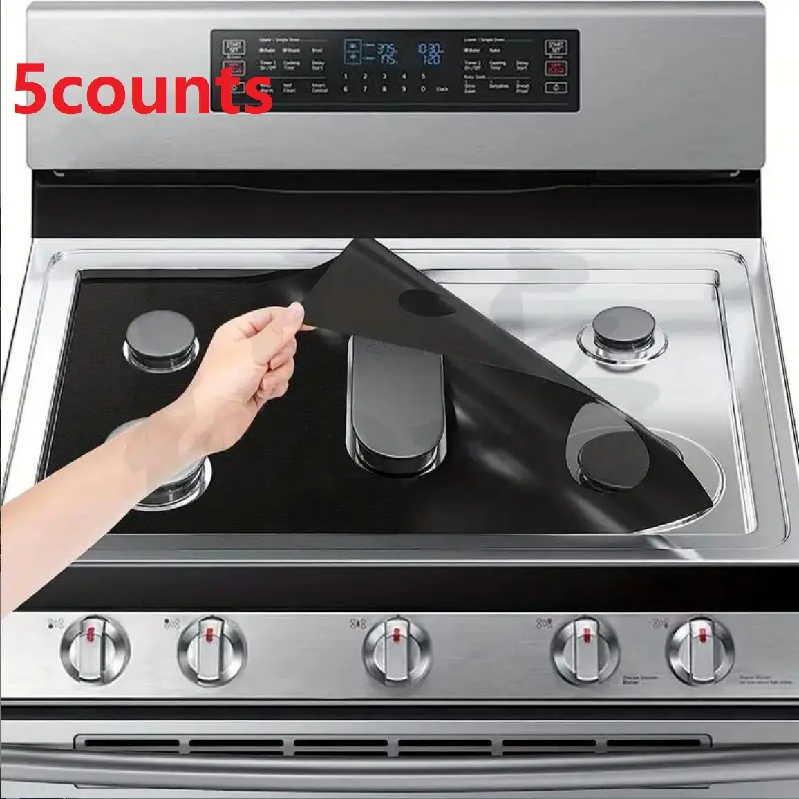 5-Piece Gas Stove Protective Cover Set, Non-Stick Oil Resistant Kitchen Cleaning Tools, Home Kitchen Cookware Accessories, Easy Clean Grill Mat