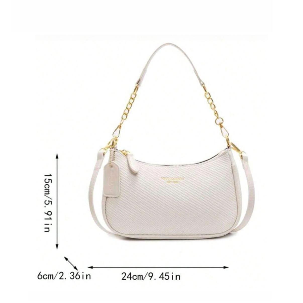 Design Solid Color Pu New Fashion Classic Wild Shoulder Bag, Crossbody Waterproof Fabric Shoulder Letter Pattern Decoration Crescent Bag Underarm Bag Handbag Suitable for Shopping, Outgoing