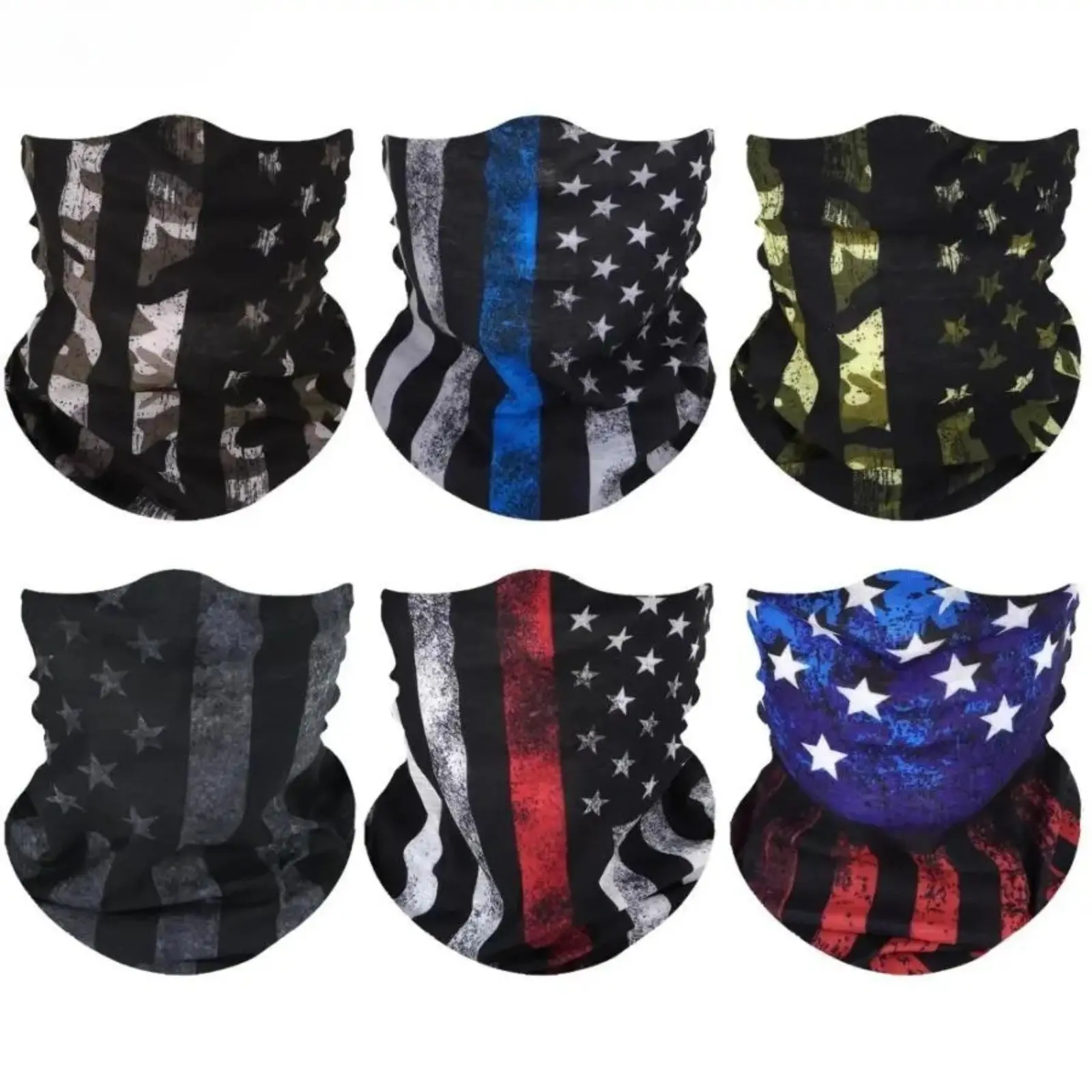 6-Pack Seamless Black Neck Gaiter, UV Protection Cooling Breathable Multifunctional Bandana, Stretch Head Wrap & Face Mask Accessory for Cycling Camping All Outdoor Activities