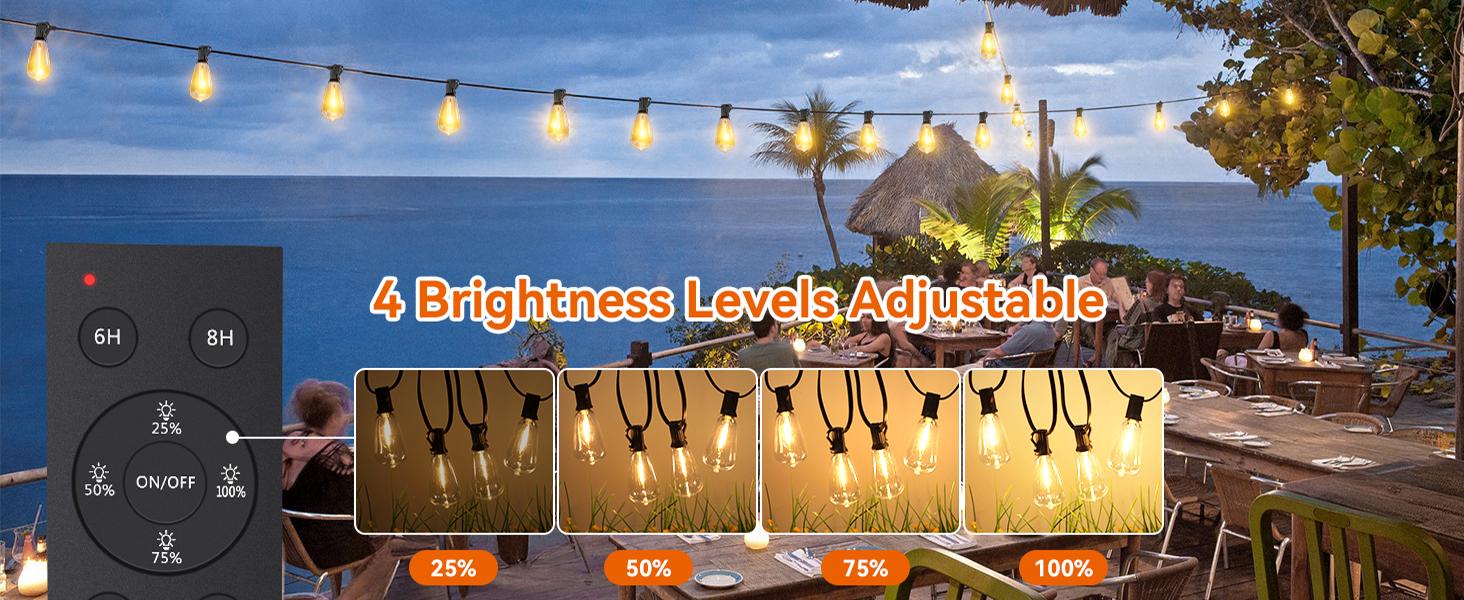 100FT Solar String Lights Outdoor Waterproof with Remote, 36+2 Shatterproof ST38 LED Bulbs, Dimmable Patio Lights Solar Powered, 3 Lighting Modes Solar Lights for Backyard, Garden, Deck