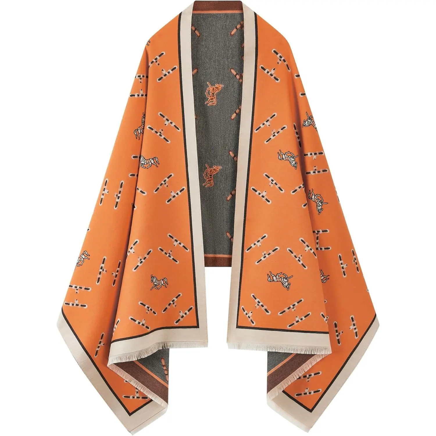 Women's Reversible Rectangular Pashmina Shawl Wrap - Large Size, Breathable Weave, All-Year-Round Fashion Accessory, Ideal Holiday Gift, Holiday Gifts, Soft Fabric, Two-Sided Print