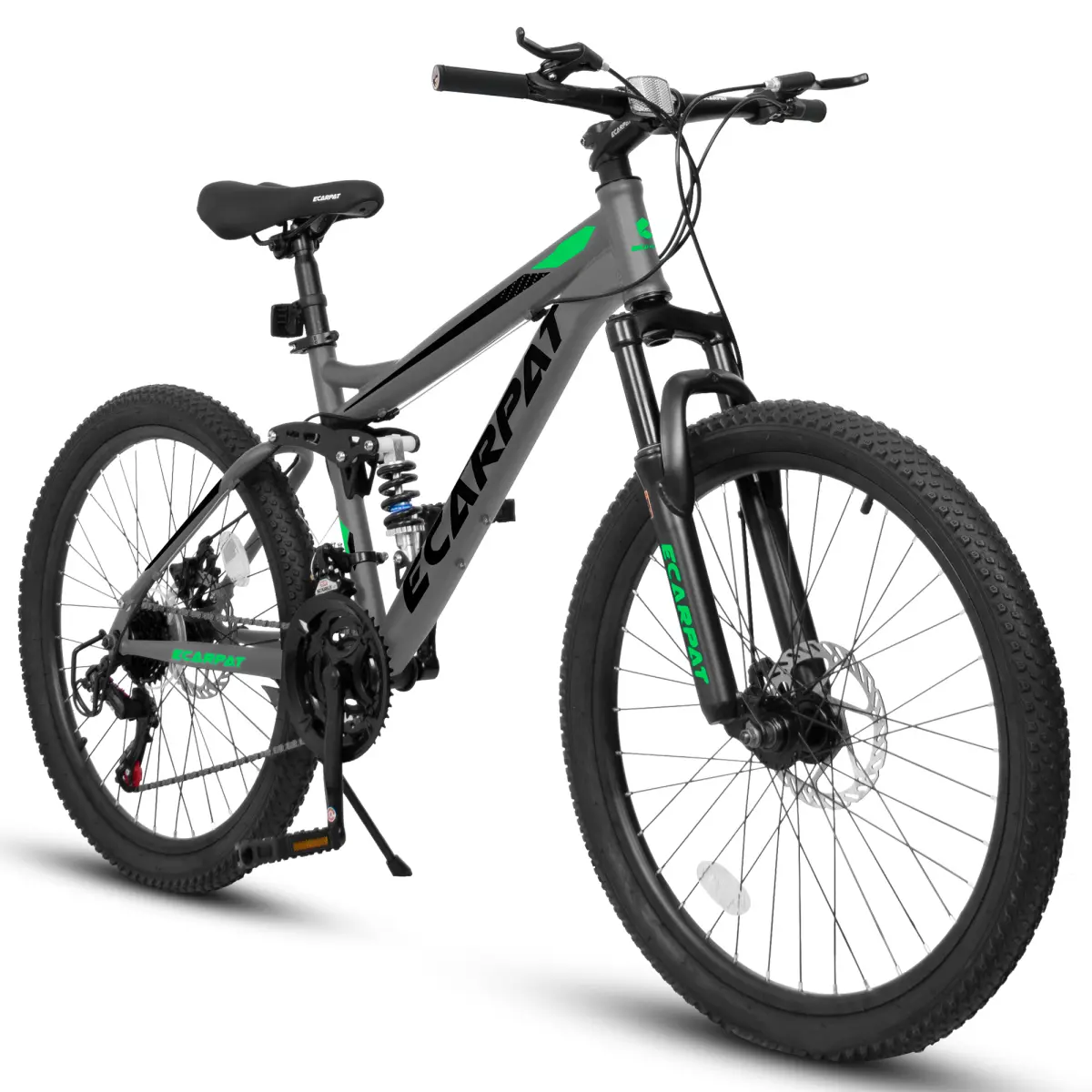 Carbon Steel Mountain Bike, 26-Inch Full Suspension Bicycle with 21-Speeds and Dual Disc Brakes for Men & Women, All-Terrain Trail Riding, Bikes