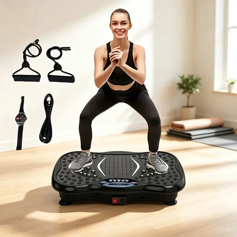 Vibration Plate Fitness Machine, Full-Body Exercise Powerful Vibration Fitness Platform, Home Use, Adjustable Speed, Black, Home Gym Exercise Equipment